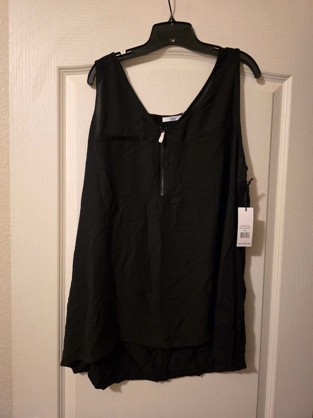 Dex Black Sleeveless Tank Top Front Quarter Zip Size 3X New With Tags